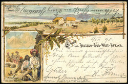 1898, "Gruß aus Deutsch-Südwestafrika", schöne Farblitho-Postkarte ...