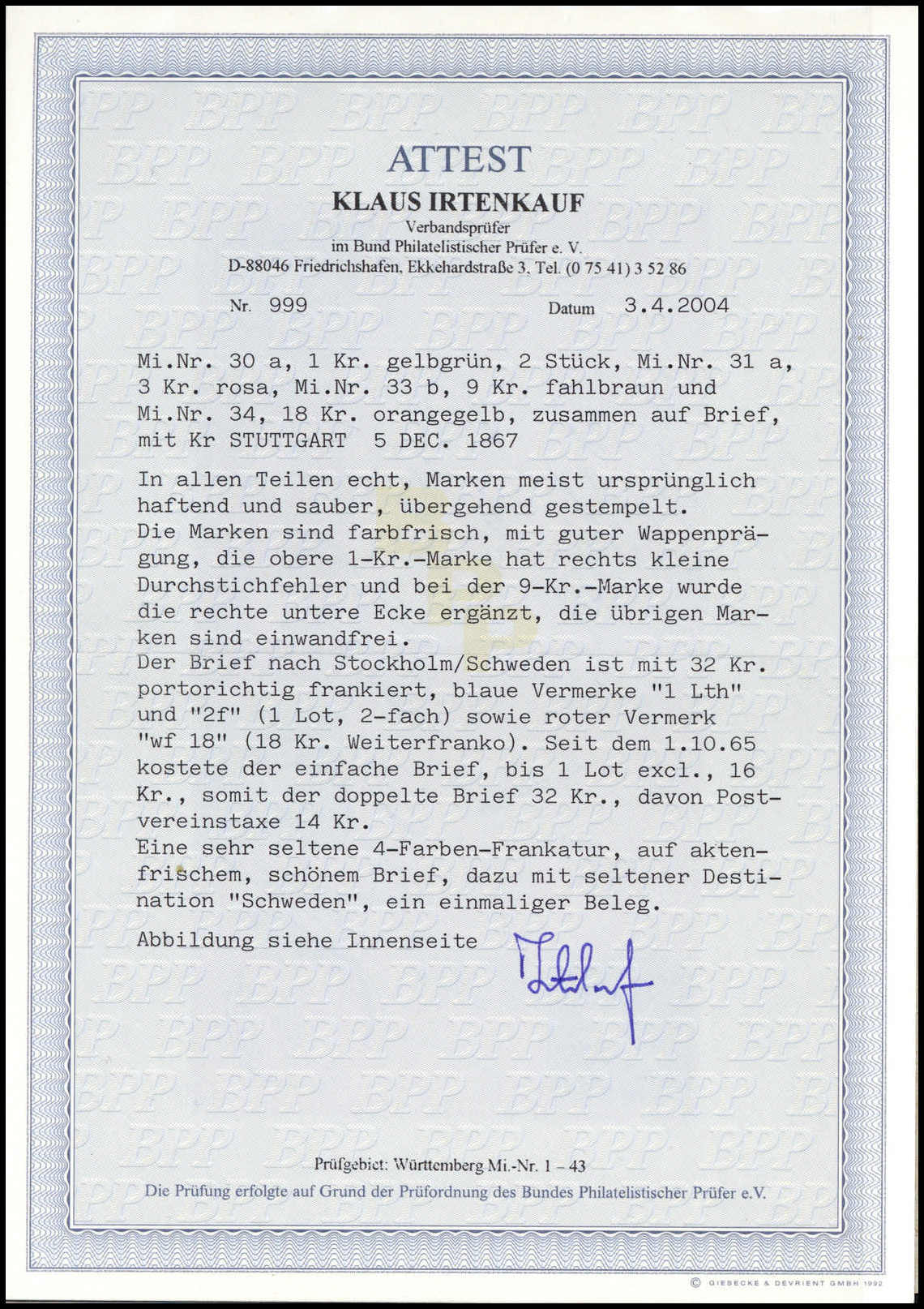 Image 1 for lot number 103 for Württembergisches Auktionshaus 149th Auction