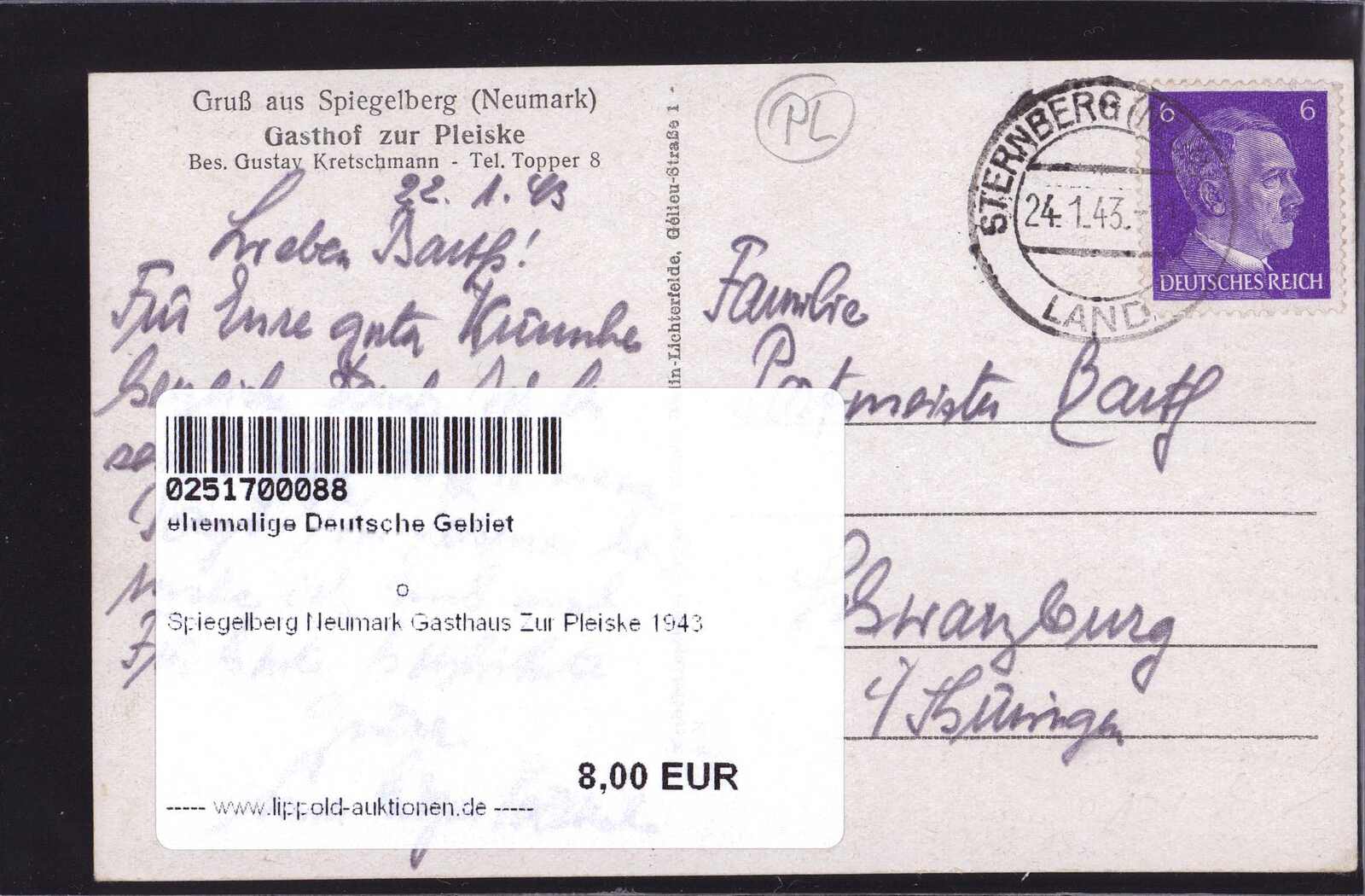 Spiegelberg Neumark Gasthaus Zur Pleiske auctions & price archive