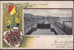 Liege Großes Partie am Wasser Wappen-Prägekarte 1904Automatically ...