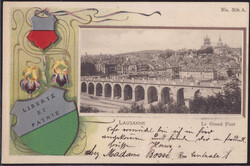 Lausanne Große Brücke Wappenprägekarte 1901