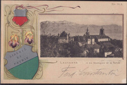 Lausanne Blick zum Schloß Wappenprägekarte 1903