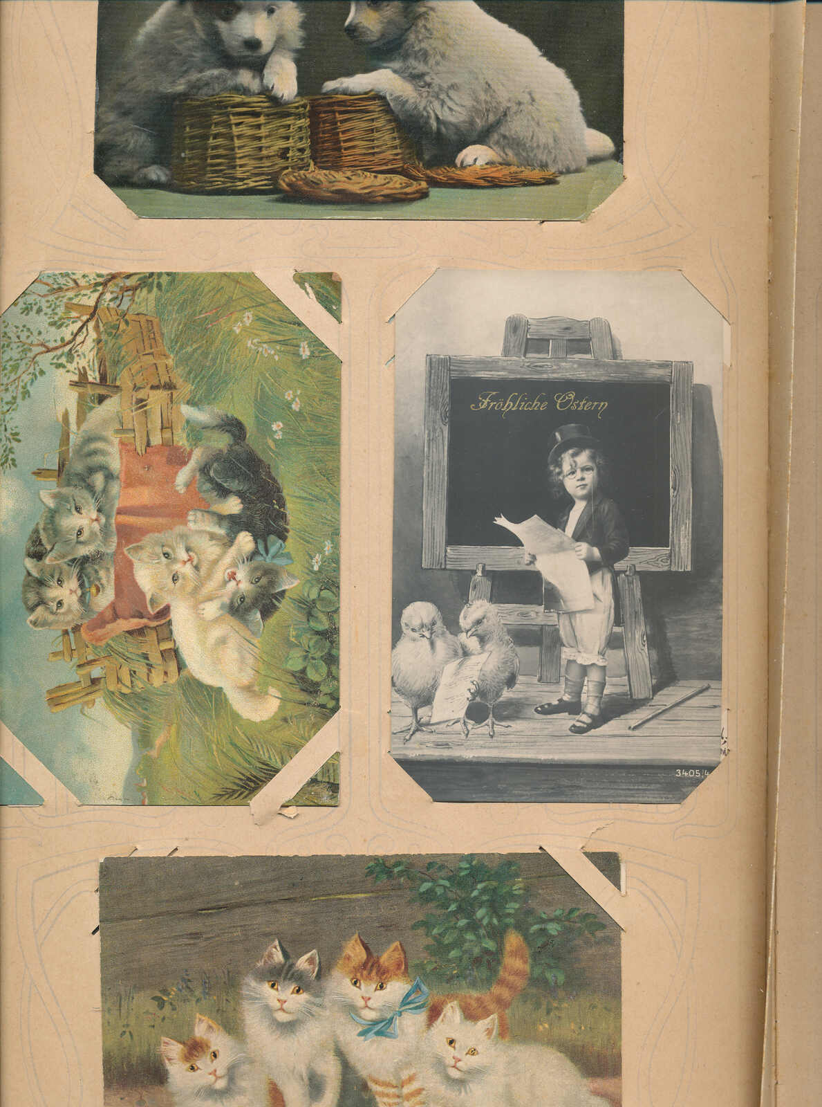 Altes Album mit 208 AK´s Motive/etwas Topo, dabei Katzen, Frauen, ...