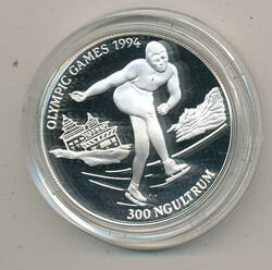 Bhutan 300 Ngultrum Olympiade 1994, Eisschnellauf, Ag 31,47 g ...