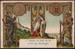 O-6100 Meiningen 2. Thüring. Inf.-Regt Nr. 32, Prägekarte ...