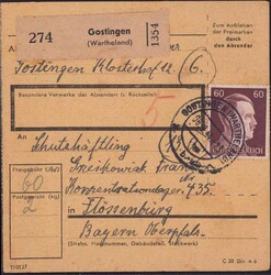 KZ-Post Paketkarte Flossenbürg 1944Automatically generated ...