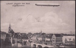 Basel Zeppelin über der Stadt 1909