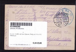 Kowno Schiffe auf dem Njemen, Feldpost 1916, RS Klebespur