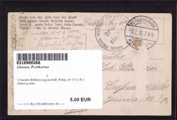 Schaulen Entlausungsanstalt, Feldpost 1916 RS Klebespuren