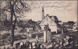 Schaulen Teil des Ortes, Feldpost 1916 RS Klebereste