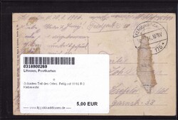 Schaulen Teil des Ortes, Feldpost 1916 RS Klebereste