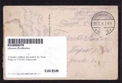 Schaulen Artillerie durchreitet die Stadt, Feldpost 1916 RS Klebereste