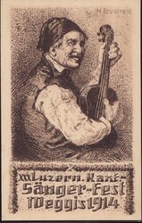 Weggis Sängerfest 1914 Künstlerpostkarte Das Volkslied sign. Bucher