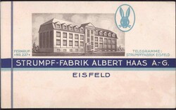 O-6120 Eisfeld Strumpf-Fabrik Hass, Vertreterkarte