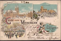 O-6100 Meiningen Neujahr Winterlitho 1899, Briefmarke ...