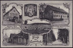 O-6101 Bauerbach Gasthaus Zum braunen Roß Kirche Schule, Feldpost ...