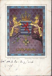 Luxeburg Kohl-Wappenkarte No. 37 191, fleckig