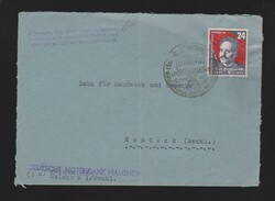 Brief DDR EF Mi.294 mit Sonderstempel „Malchow 12.10.1951“ und ...