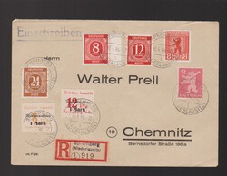Brief Lokalpost nach 1945 Spremberg Mi.17B, 18B, SBZ Mi.3, 5 und alli ...