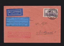 Brief Saargebiet EF Mi.127 per Luftpost als Erstflug Saarbrücken- ...