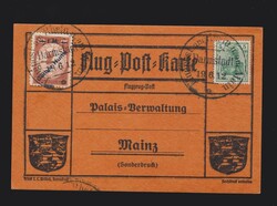 Flugpostkarte DR Mi.85I mit Luftpostmarke Mi.IV („Gelber Hund“ ...