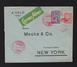 Brief Kolumbien Mi.276 mit SCADTA- Marke Mi.33 per Luftpost von Cali ...