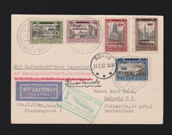 Karte Danzig Mi.231- 235 per Luftpost mit Luftschiff LZ127 Graf ...