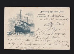 alte Litho- Ansichtskarte von Hamburg- Amerika- Linie mit ...