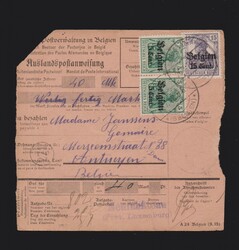 Postanweisung dt. Besetzung 1.WK Belgien Mi.2x 12, 14, 16 von ...