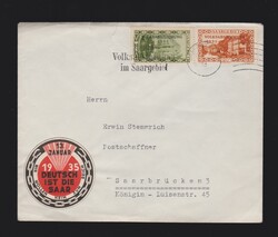Brief dt. Abstimmungsgebiet Saargebiet Mi.181, 183 von Saarbrücken ...