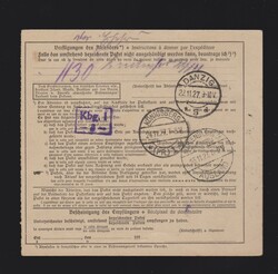 Paketkarte Danzig Mi.197, 201 von Danzig- Langfuhr nach Königsberg ...