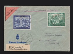 Brief alli. Besetzung Mi.967, 968 per Nachnahme von Leipzig nach Jena ...