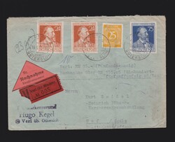 Wertbrief alli. Besetzung Mi.927, 2x 963, 964 per Nachnahme von Verl ...