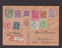 Brief SBZ Mi.1A, 3A, 11, 37y, 61, 87, 129 (Plattenfehler 129III ...