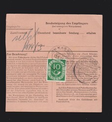 Paketkarte Bizone Mi.98IIwg und BRD Mi.128 von Kassel nach ...