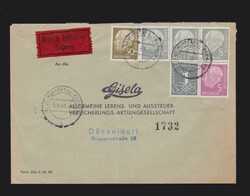 Brief BRD Mi.179, 3x 182 (1x waagerechtes Paar), 226, 261 per ...