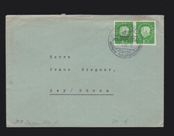 Brief BRD MeF Mi.303 (waagerechtes Paar) mit Sonderstempel „Herne ...