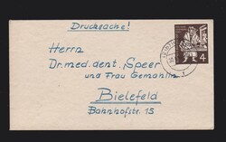 Brief BRD EF Mi.198 von Witten nach Bielfeld als Drucksache vom 30.6 ...
