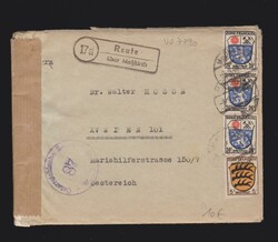 Brief franz. Zone Mi.3, 3x 9 mit Landpoststempel „Reute über ...
