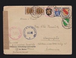 Brief franz. Zone Mi.1, 2x 3, 6, 9, 10 von Mainz nach Österreich ...