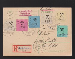 Karte Lokalpost nach 1945 Großräschen Mi.13A- 16A, 20A, 21A ...