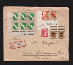 Brief franz. Zone Mi.6x 1 (Eckrandzusammendruck), 2x 3, 4 und Pfalz ...