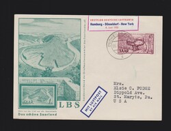Sonderkarte Saarland EF Mi.286 per Luftpost von Dudweiler (Saar) 6.6 ...