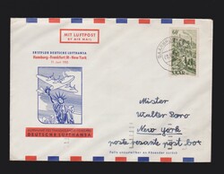 Brief Saarland EF Mi.287 per Luftpost von Saarbrücken 8.6.1955 als ...