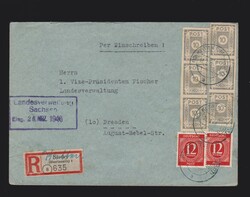 Brief SBZ Mi.6x 52 und alli. Besetzung Mi.2x 919 per Einschreiben (R- ...