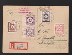 Karte Lokalpost nach 1945 Niesky mit Zusammendruck SZd7 und Mi.10 und ...