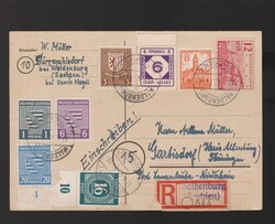 Karte Lokalpost nach 1945 Niesky Mi.14 und SBZ Mi.66X, 69X, 81X, 86, ...