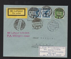 Brief DR Mi.344, 2x 380 per Luftpost als Erstflug von Konstanz über ...