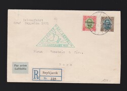 Brief Island Mi.147, 149 per Einschreiben mit Luftschiff Zeppelin ...