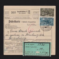 Paketkarte dt. Abstimmungsgebiet Saargebiet Mi.118, 120 von ...